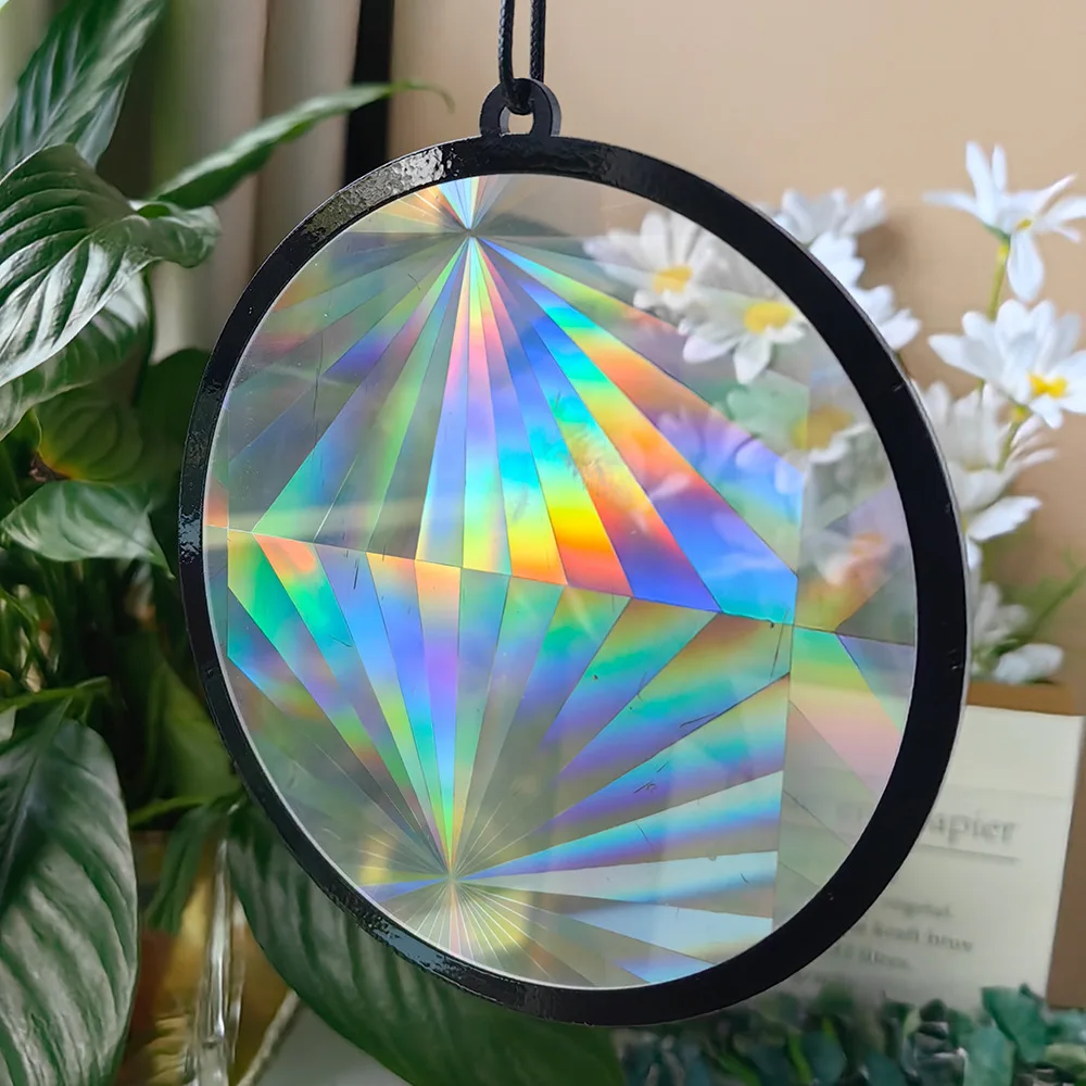Acrylic Symphony Prism Suncatcher Hanging Light Catcher Pendant Rainbow Maker Garden Home Window Garden Decor Bird Deterrent