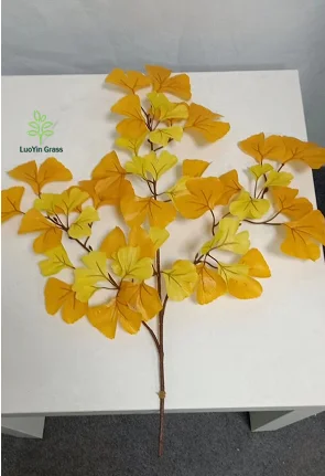 LY Artificial Ginkgo Leaves Stems Fall Leaf Spray Flower Arrangement for Vase Silk Autumn Leaves Stems Fall Decorations