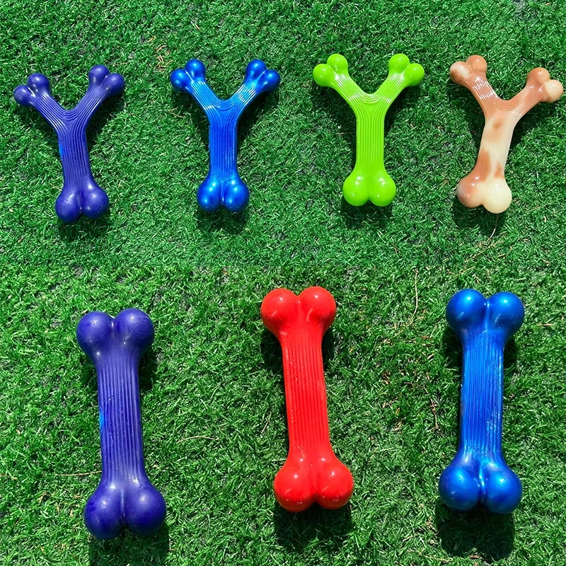 Dog Toys Non-Toxic Puzzle Interactives Chewing Tough Dog Cleaning Teeth Toys Dog Chew Bone Toy Customizable colors