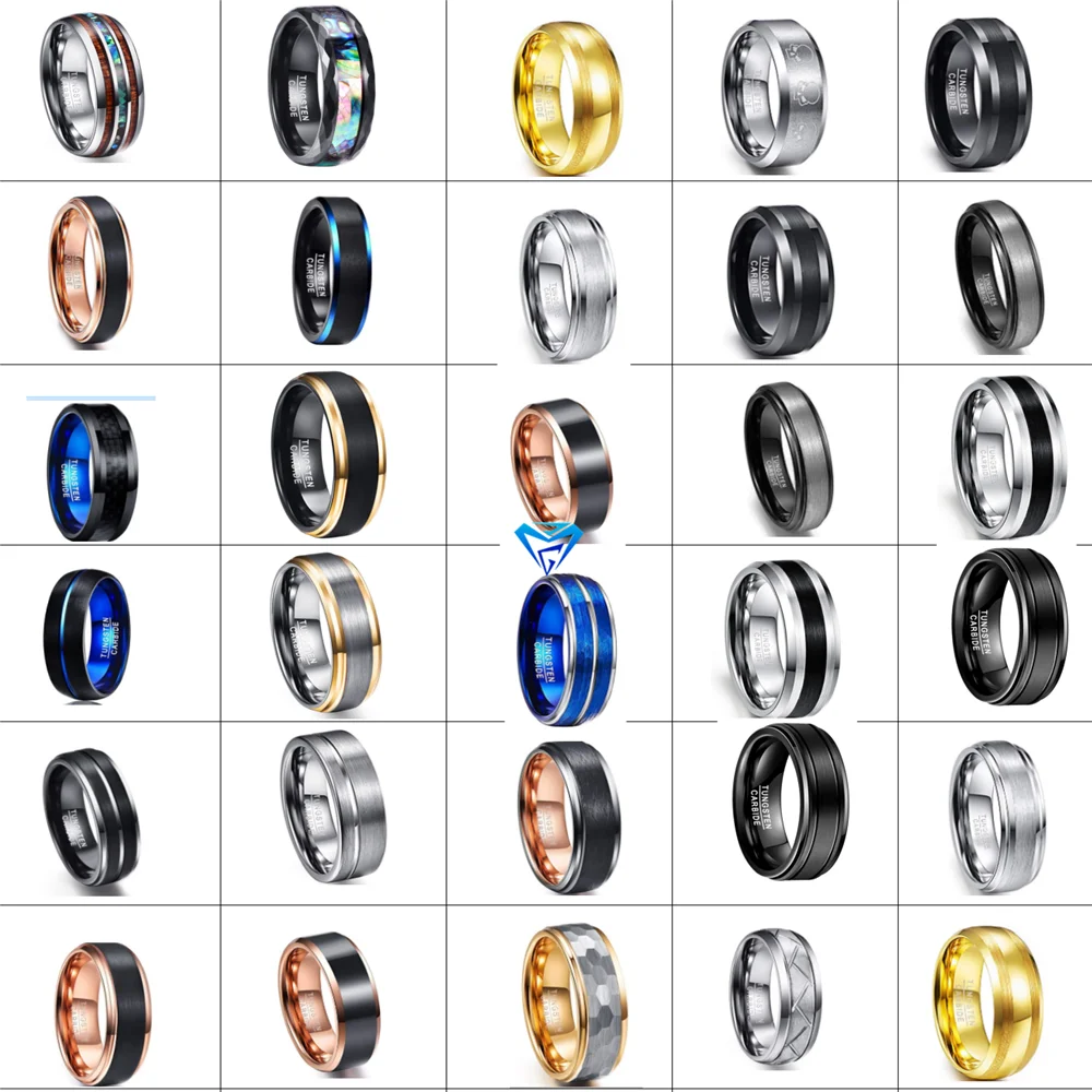 
Quality Shining Polished Comfort Fit Meteorite Silver Tungsten Carbide Wedding Band Rings 