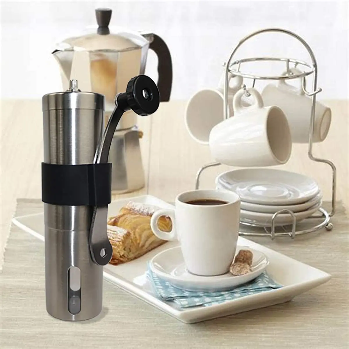 Stainless Steel Personal Bean Crusher for Home Conical Burr Mill with Adjustable Coarseness Screw