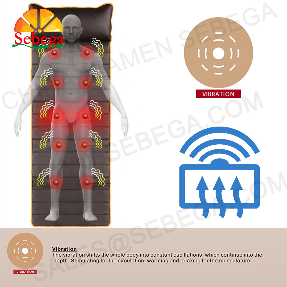 High quality good price full body electric massage mattress vibration shiatsu roller massage mat