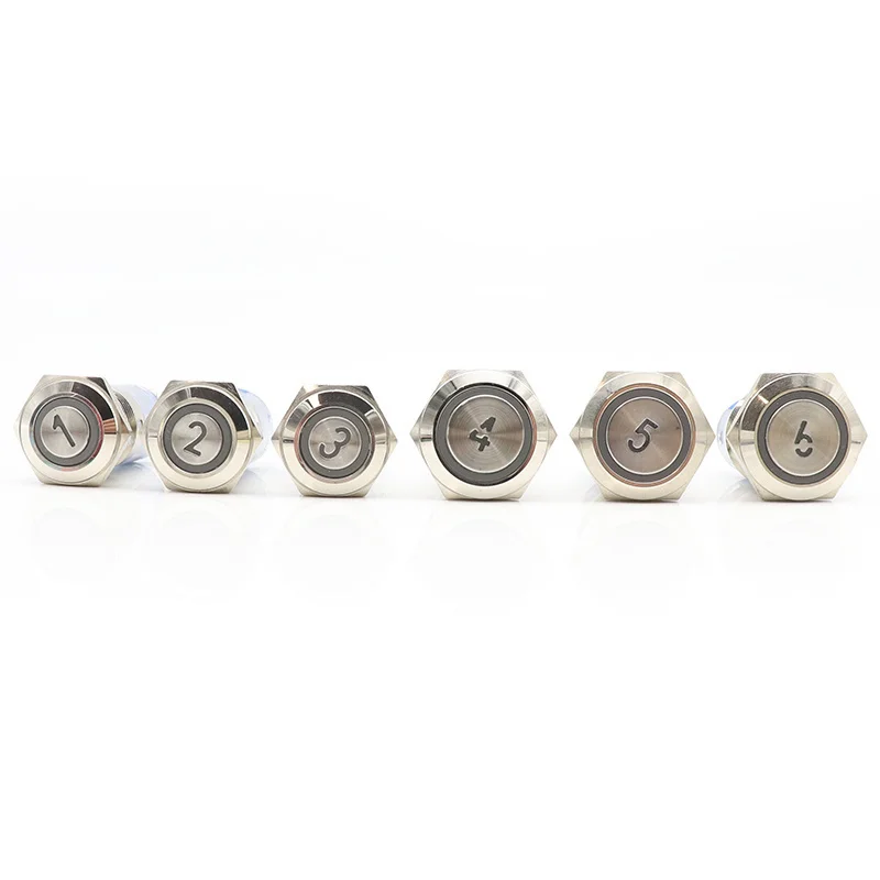 16/19mm Reset Latching Lock Metal Button Switch LED With Light Number Symbol 1234567890 Elevator Waterproof DIY Buttons