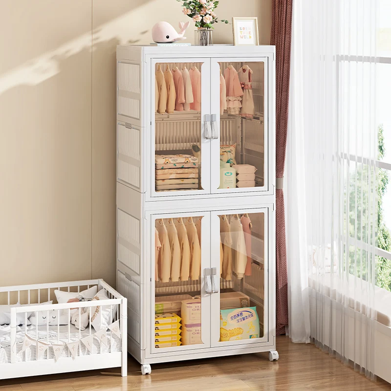 Household kitchen bedroom White  Design Folding Plastic Lockers Cloth Organizer for Household Storage Injection Techniques