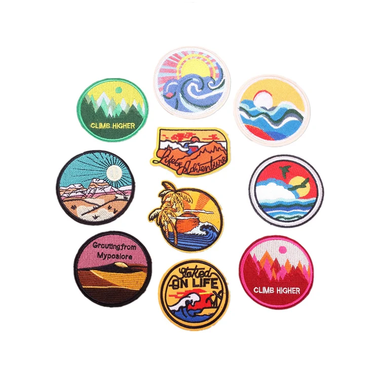 Embroidered Badges Patch Wholesale Custom Logo Iron on Hat Caps Embroidery Patches for Clothing