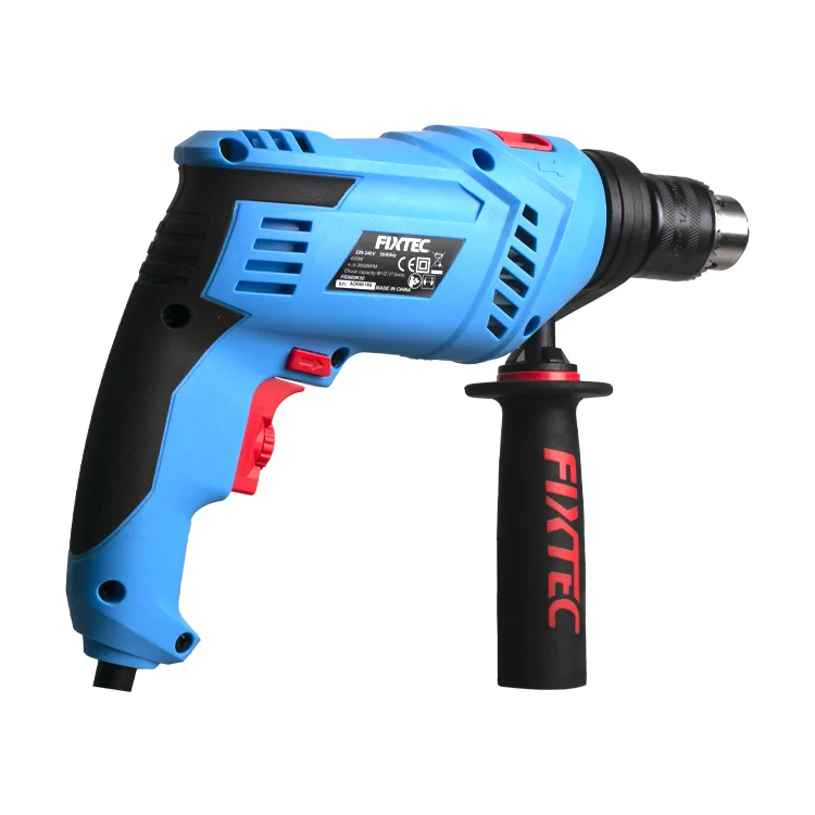 FIXTEC Power Tools 13mm Hand Drill Machine Toolbox 600W Corded Electric Impact Drill Machine Set Hand Tools