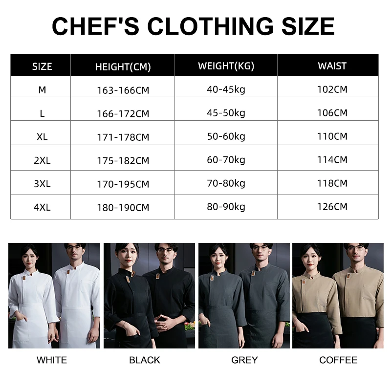 Atlantis Professional Head Chef Uniform Long Sleeve Kitchen Uniformes De Abrigo De Chef Blanco Customized Baker Chef Uniforms