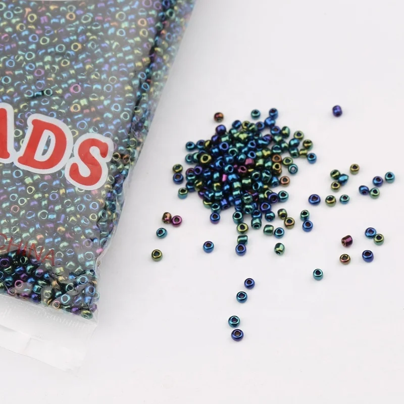 Factory sell High quality electroplated metal color glass seed beads 2mm 450g pack seed beads for diy jewelry making
