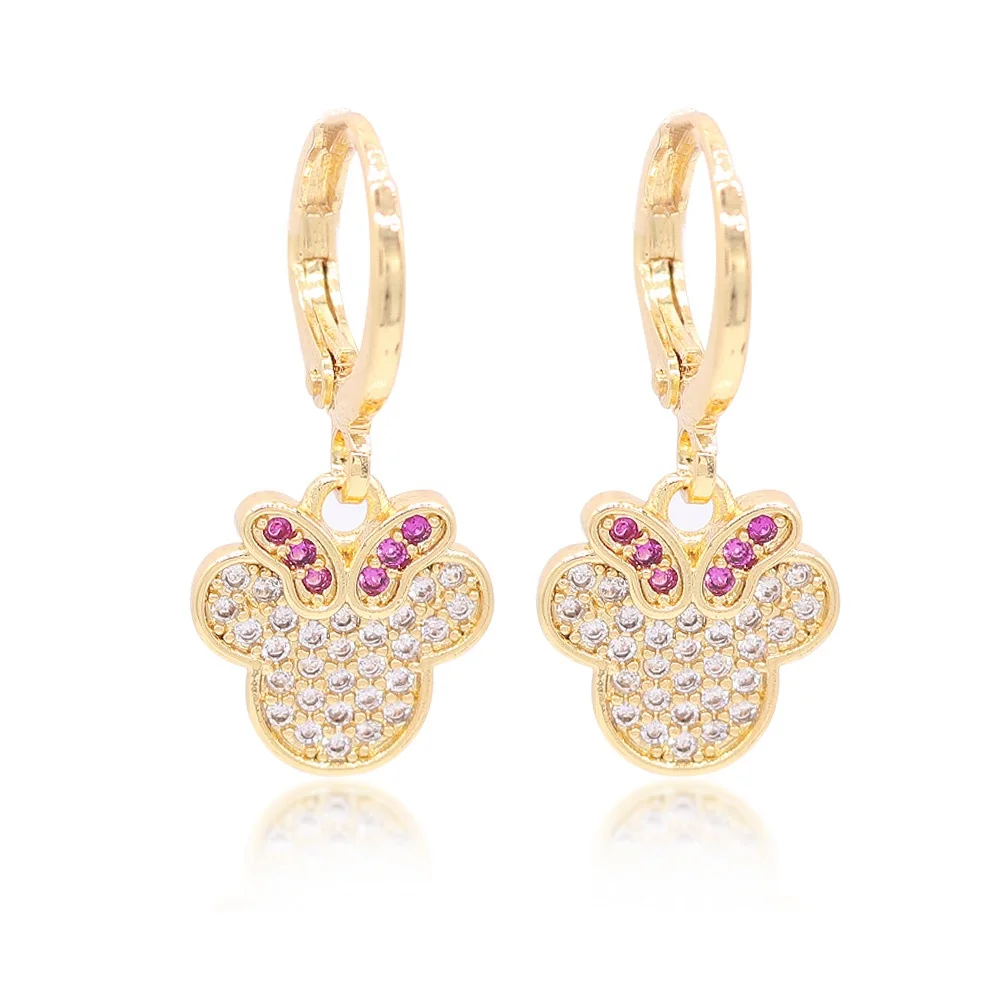 Wholesale Cute Jewelry Beauty Mouse Drop Gold Earrings For Girls