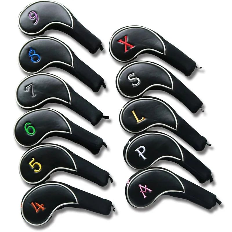 GOLF Black Iron Head Covers Headcover Set with Colorful No. for most brand golf iron club head