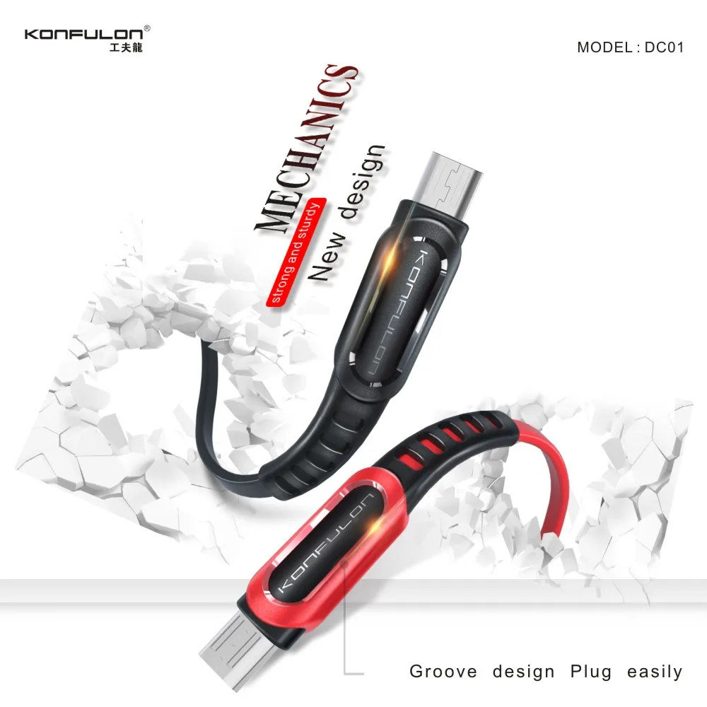 
Konfulon Wholesale Super Strong TPE Data Cables 1m 3ft Micro Usb Data Cable for Android Cellphone 