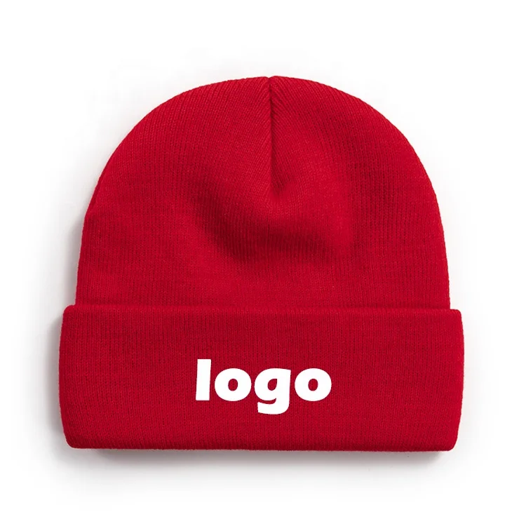 Canada Winter Custom Logo Embroidery Unisex Good Quality Knitted Solid Color Warm Acrylic Hat Beanie