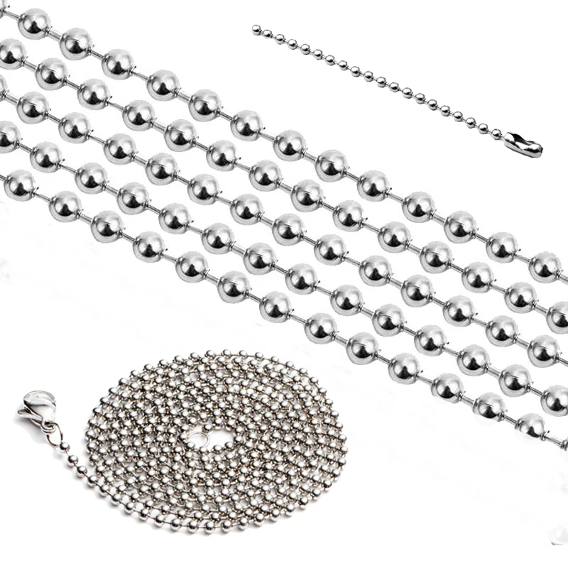 Pre-cut Different Length 2.4mm Nickle Plated Silver Metal Ball Chain With Connector
