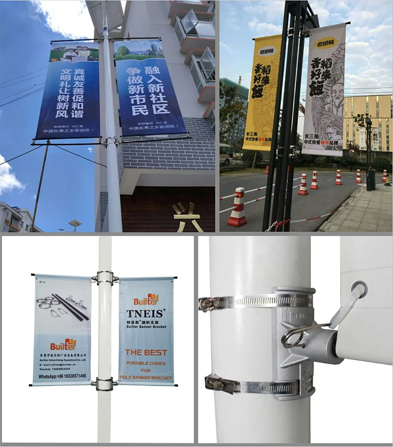HLY Cheap Low MOQ Double Sided Sublimation Print Campaign Advertising Custom Street Light Pole Banners for Seasonal Promotions