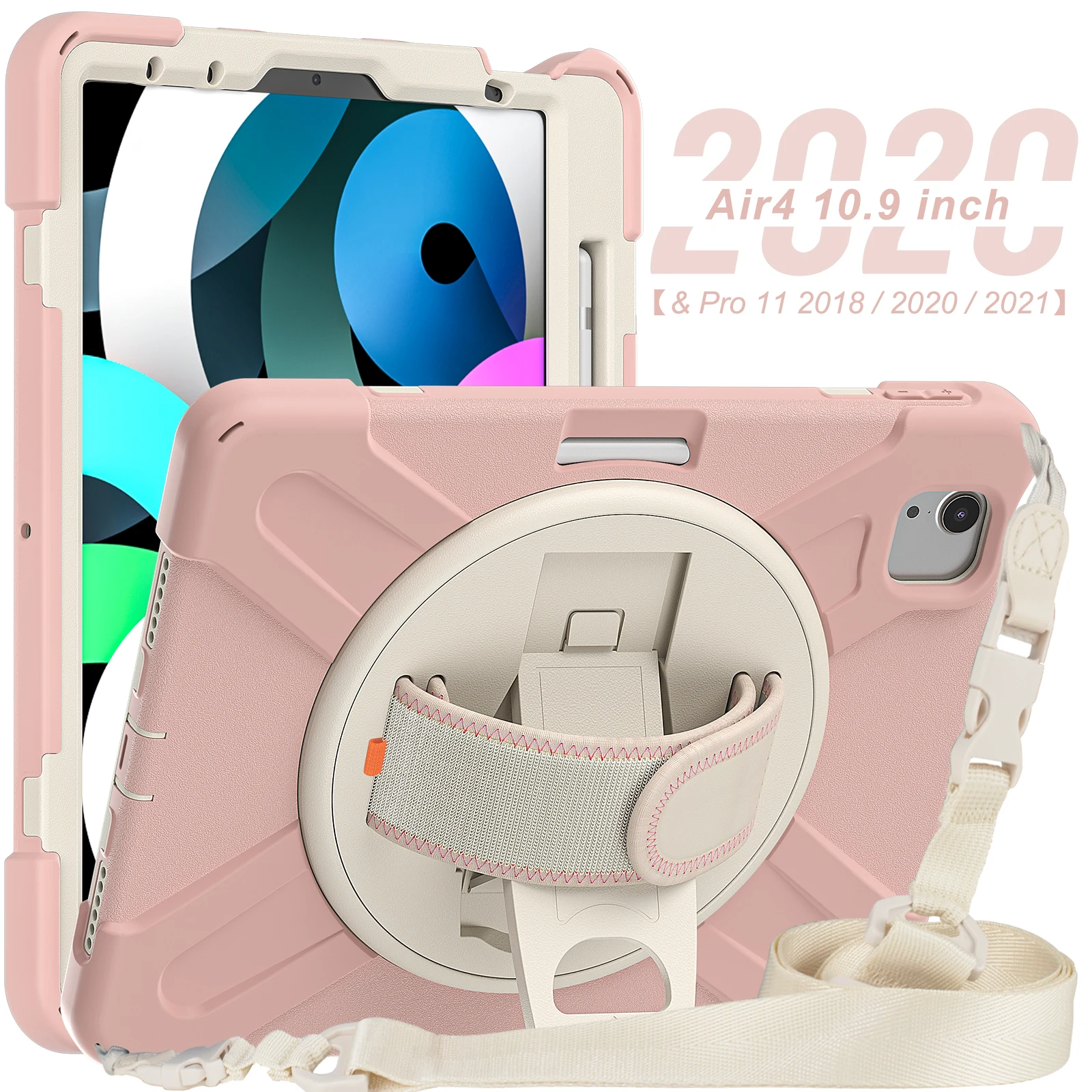 
New Heavy duty rugged defender case for iPad Air 4 10.9 iPad Pro 11 inch cover with shoulder strap and detachable aiguillette 