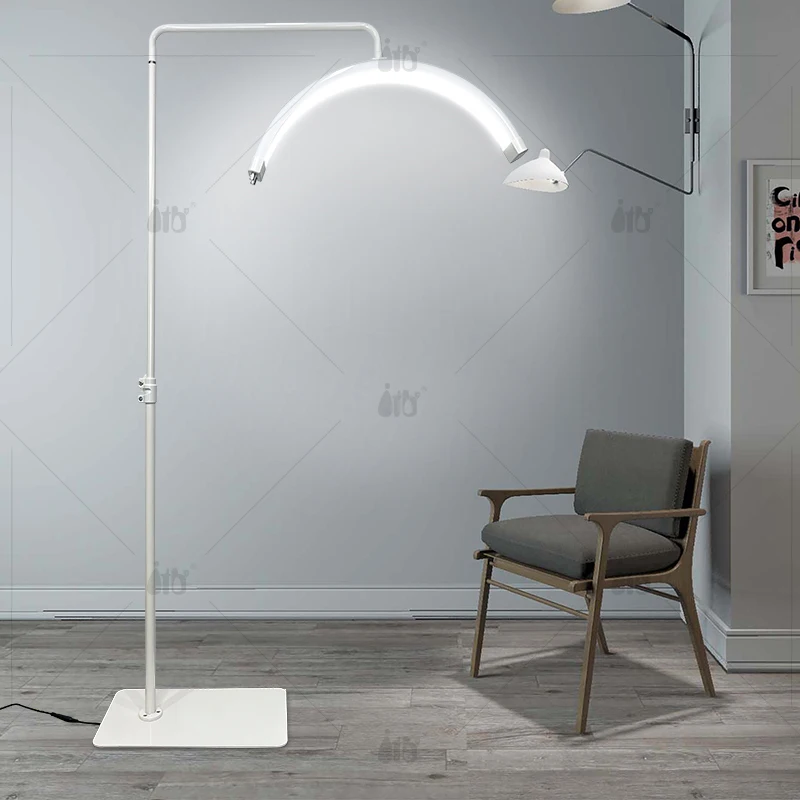 Напольная Светодиодная лампа для наращивания ресниц в форме Луны с регулируемой цветовой температурой 40 Вт держателем телефона