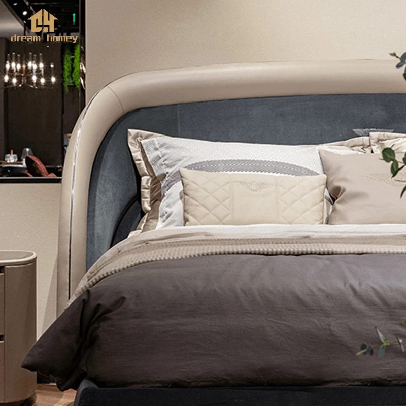 high end  bedroom double bed  Luxury bedroom furniture soft round headboard  double bed
