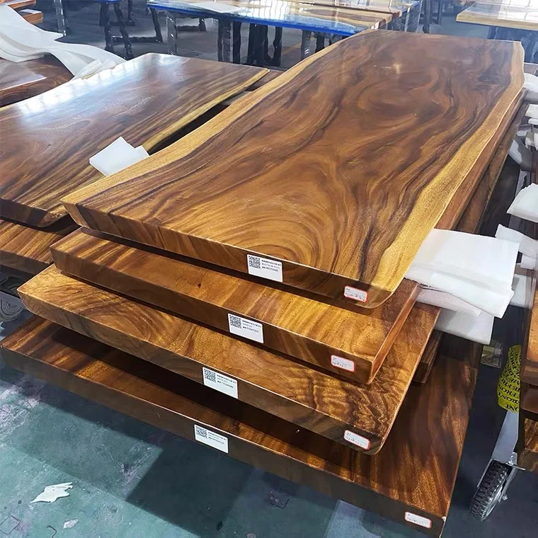 South America  natural shape table top live  wood slab dining table