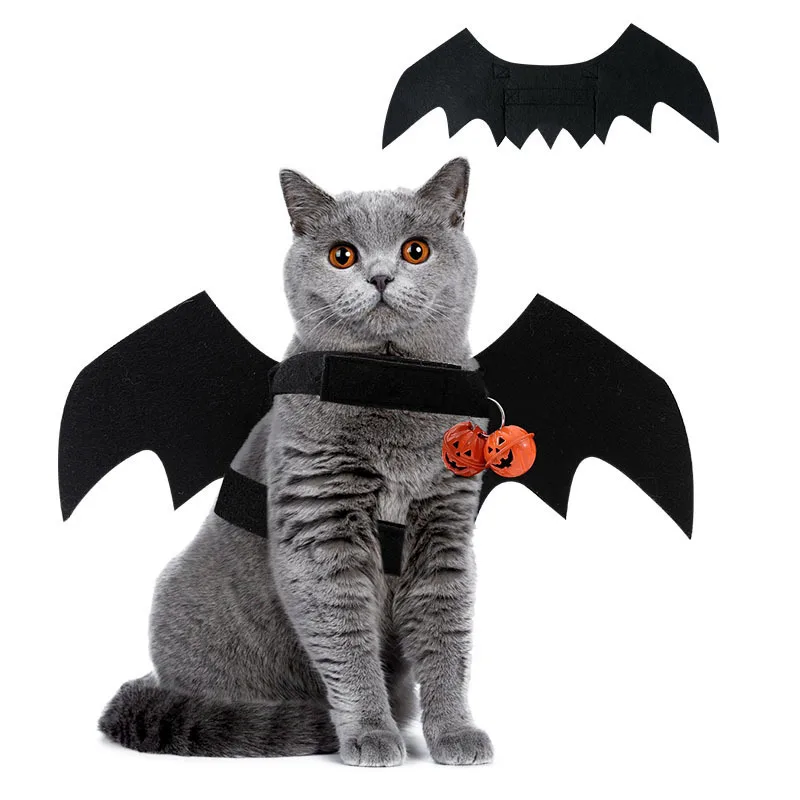 Cat Clothes Halloween Dog Costumes Pet Clothes Bat Wings Bells Model Changing Clothes