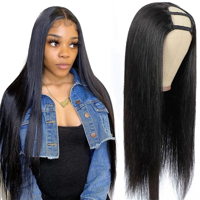 No Leave Out Straight Brazilian Human Hair Wigs,Unprocessed Virgin Lace Frontal Human Hair Wig Vendor ,V U Part Wig Human Hair