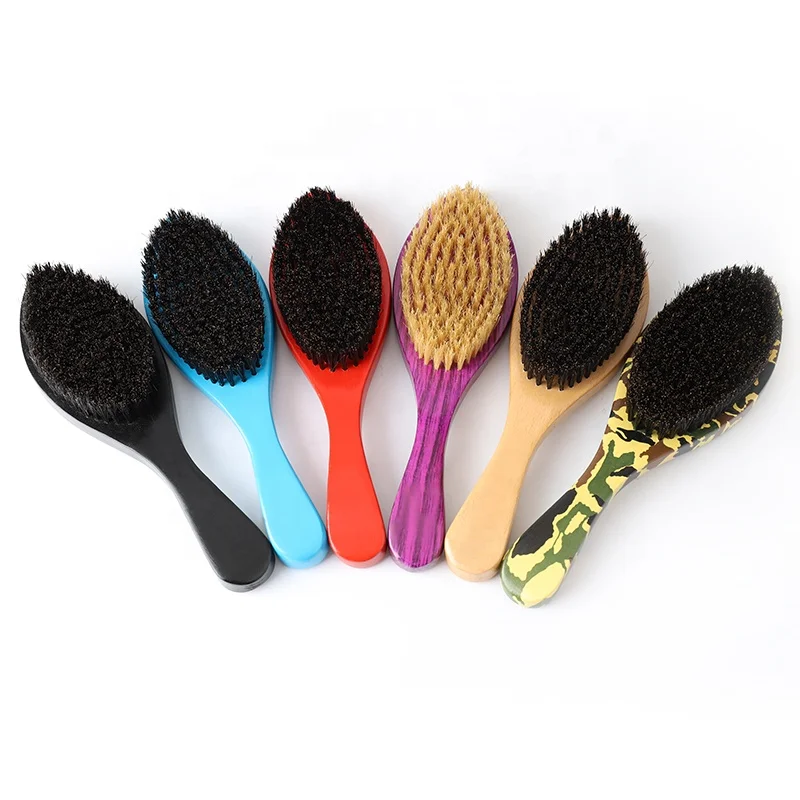 360 Wave Brushes For Men 100% Boar Bristle Hair Brush Wooden Curved Beard