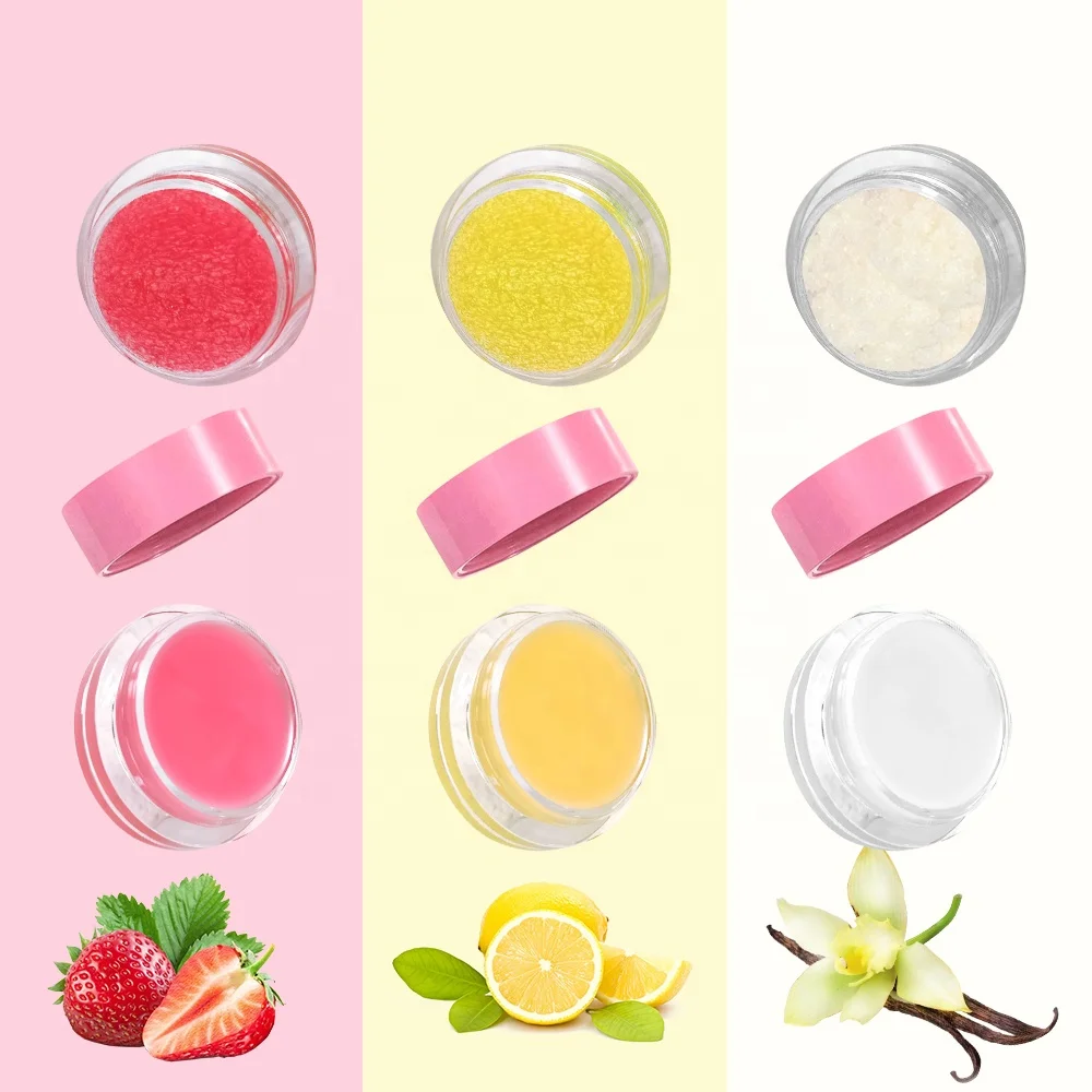 Custom Logo 2 in 1 Vegan Fruit Sugar Lipscrub Exfoliating Smooth Brightening Lip Scrub and Balm Set