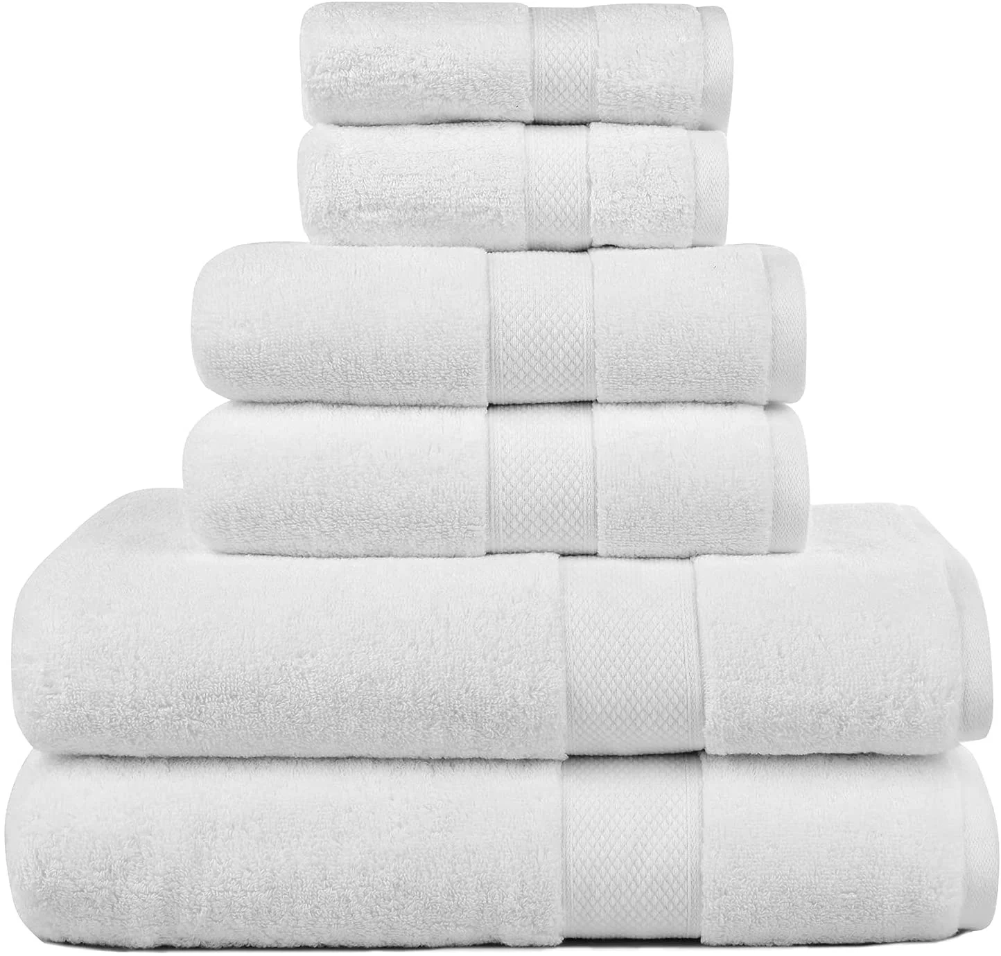 Fluffy Absorbent 32S double loops 100% cotton bath towel set plain terry white 5 star hotel living towels