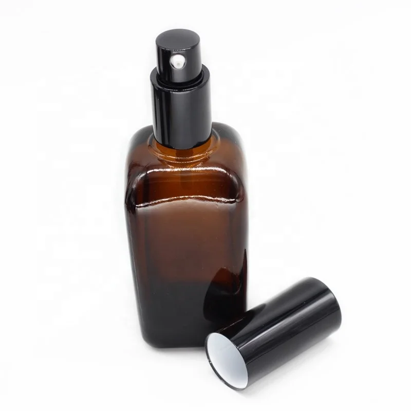 15ml 30ml 50ml 100ml square rectangle amber essential oil glass dropper bottle with pump sprayer