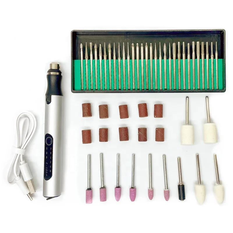 53PCS Electric Micro Engraving Pen Engraving Tool Kit Wireless Speed Adjustable Nail Polisher E108
