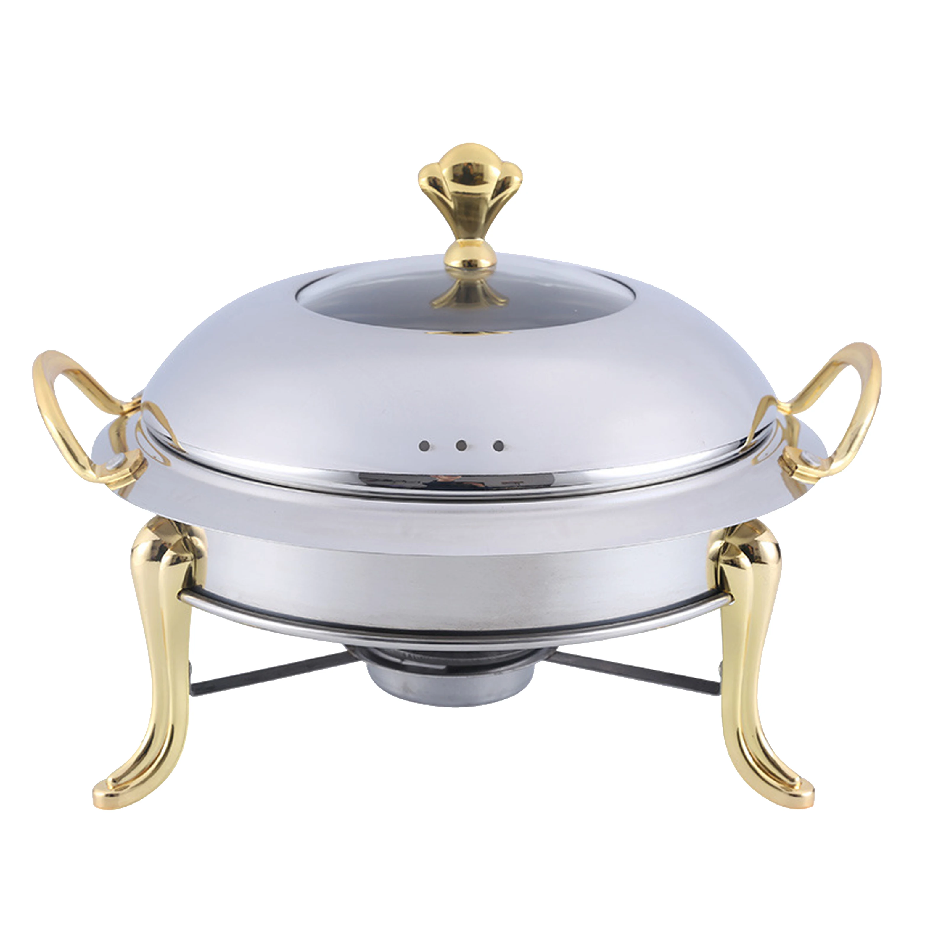 YITIAN Wholesale Hotel Buffet Food Heater Round Stainless Steel 201 Half-Painted Gold Small Chafing Dish