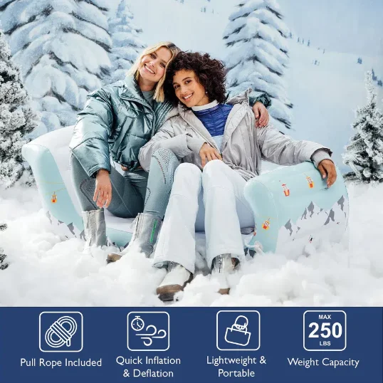 Hot sale 2 Person Air Saucer Winter Fun Inflatable Sleigh Sled, Towable Two Pack, Pulling Gondola Durable Snow Sleds