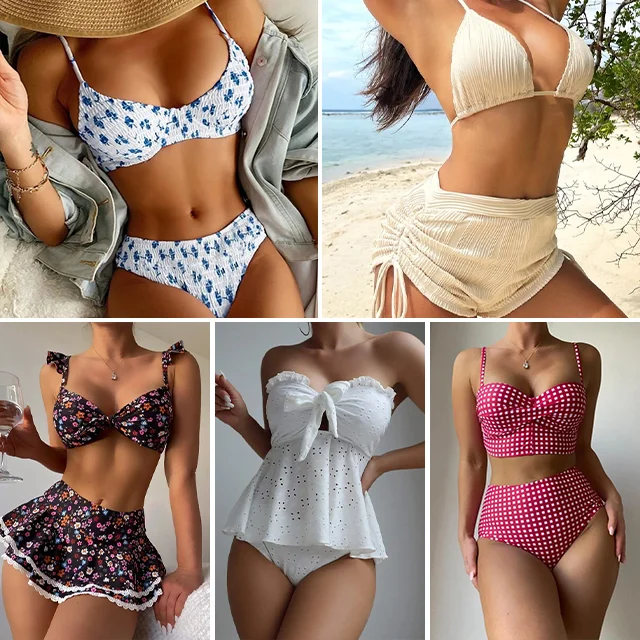 Plus Size Leopard Print 3Pieces Bikinis Sets Long Sleeve Top Triangle With Beach endors Woman Swimwear Random shipment