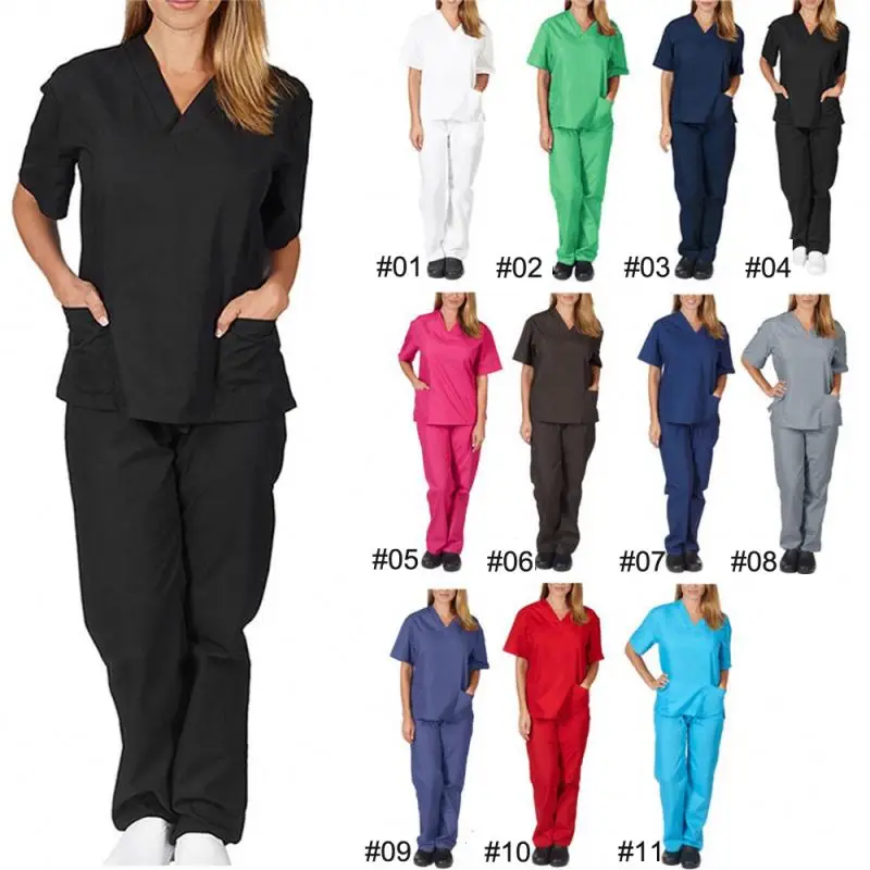 2024 medical scrub uniform unisex medical doctor nurse hospital suit tops long pants generously cut for a comfortable fit