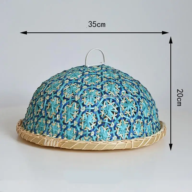 Bamboo basket vegetable cover kitchen household fly proof food cover tea drying basket fruit dustproof bambo woven round dustpan