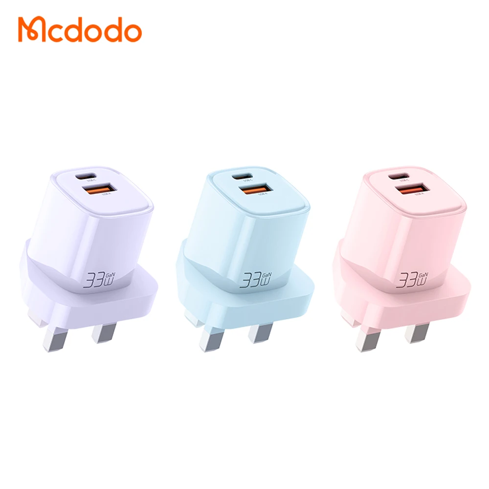 NEW UK Plug Mini 33W 30W USB C Charger Colorful Travel PD PPS Charger Block Dual Ports Type-C + USB Wall Adapter