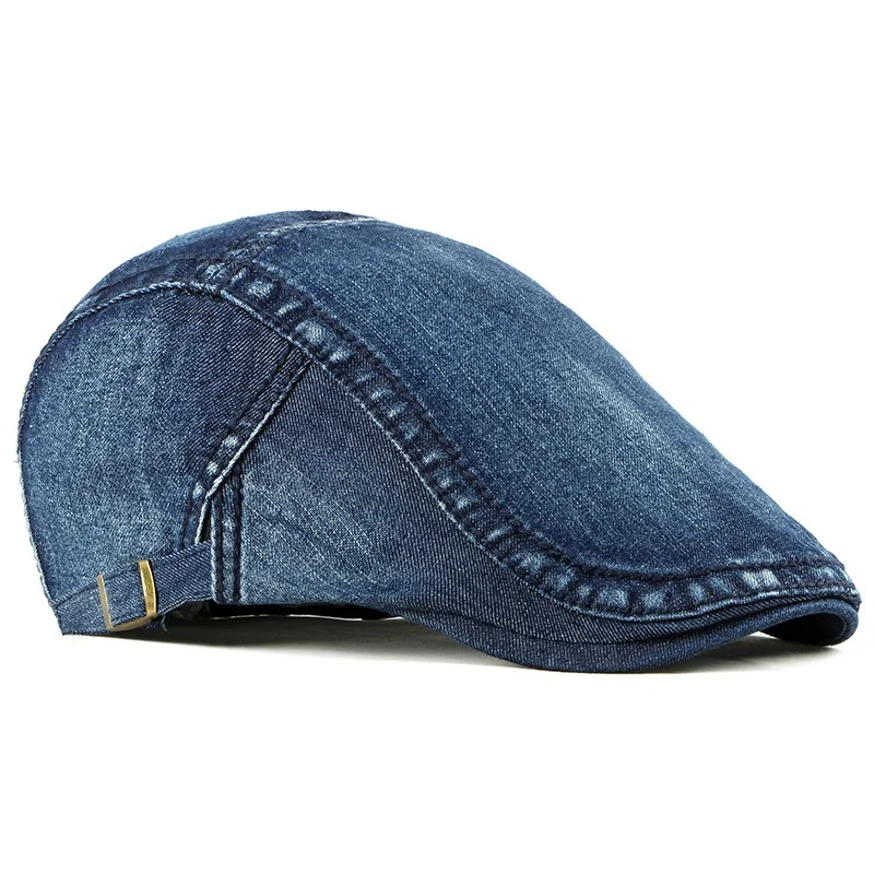 Stock 4 Colours Unisex Washed Denim Newsboy Hats Flat Ivy Gatsby Cabbie Driving Berets Hat Cotton Dad Cap for Men Women