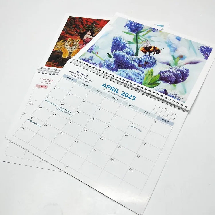 Wholesale Full Color Custom Design Vertical Horizontal Spiral Wire Monthly Stand Flip Long Unique Table Desk Calendar 2025
