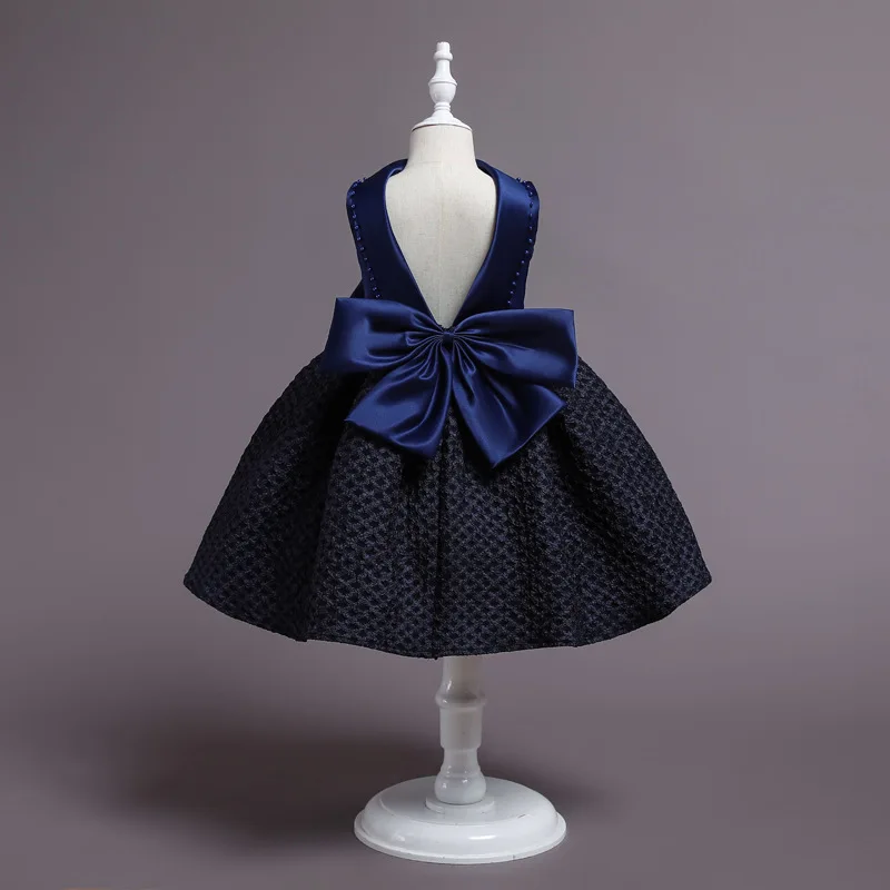 Hot sale fashion girls dress kids embroidered  bowknot cute party show dress wedding puffy princess dress