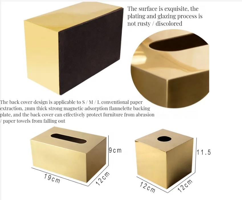Hot selling tissue boxes metal minimalist luxury hotel home decoration Holder Case