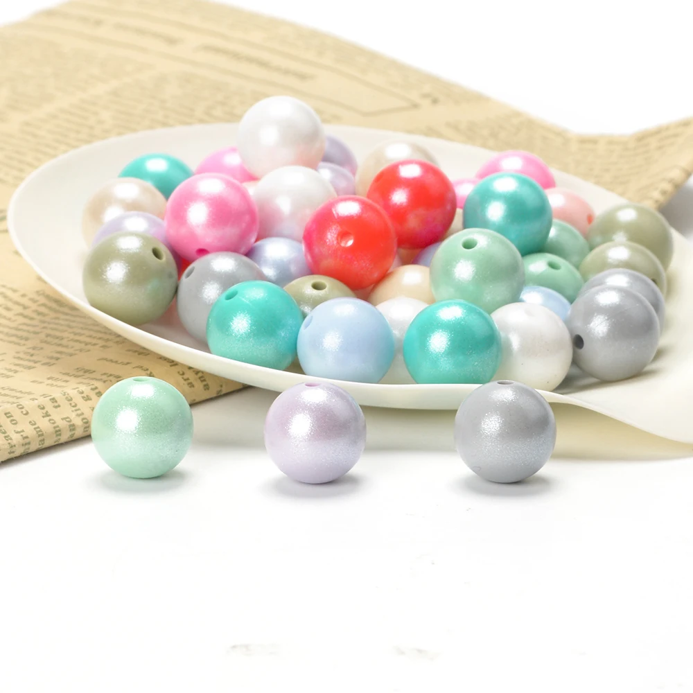 NEW 15mm Round Opal Bead Glossy Food Grade Silicone Shine Beads Bulk for Pens Bracelets