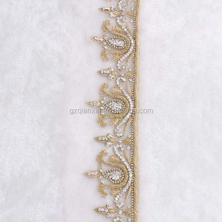 Zardosi Embroidery Bridal Gold Bead Metal Lace Trim