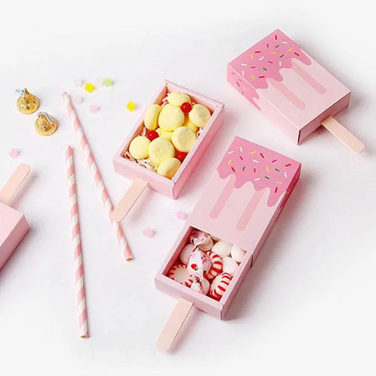 special handle ice cream shape paper cookie gift box dividers drawer gift box for kids