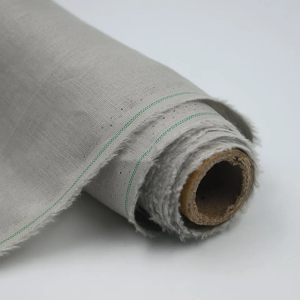 L-6017 2021 Мужская рубашка материал оптом чистый натуральный белый серый Одноцветный крашеный в итальянском стиле льняной ткани