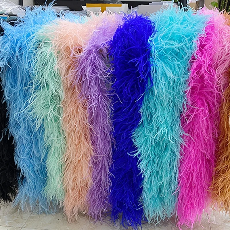 High quality wholesale 1-30 ply  fluffy ostrich feather Boa for garment decoration