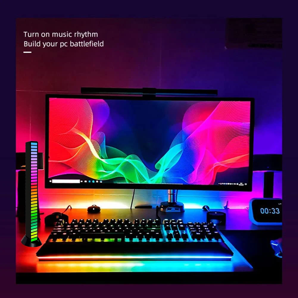 New arrival RGB Rechargeable Sound Control Light Wireless Voice-Activated Pickup Music Lights rhythm recognition light