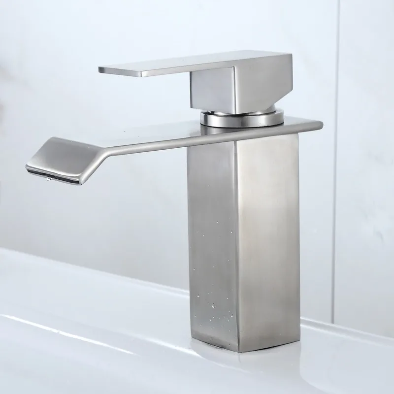 basin mixer single lever Brushed nickel square Stainless Steel wash basin mixer