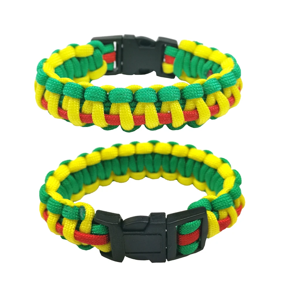 Handmade Green Outdoor Emergency Paracord Bracelet Buckle Whistle Survival Bracelet for Camping Hiking Accessories