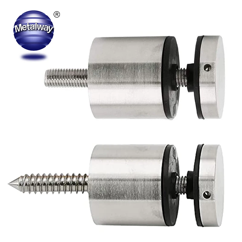 Glass Balustrade Stainless Steel Railing Design Black D 38 mm Adjustable Glass Standoff for 16 mm glass railing staircase