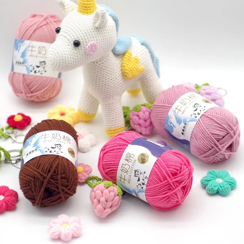  Free Samples Various Colors Soft Worsted hand knitting Baby Yarn 5ply 50g milk cotton yarn for