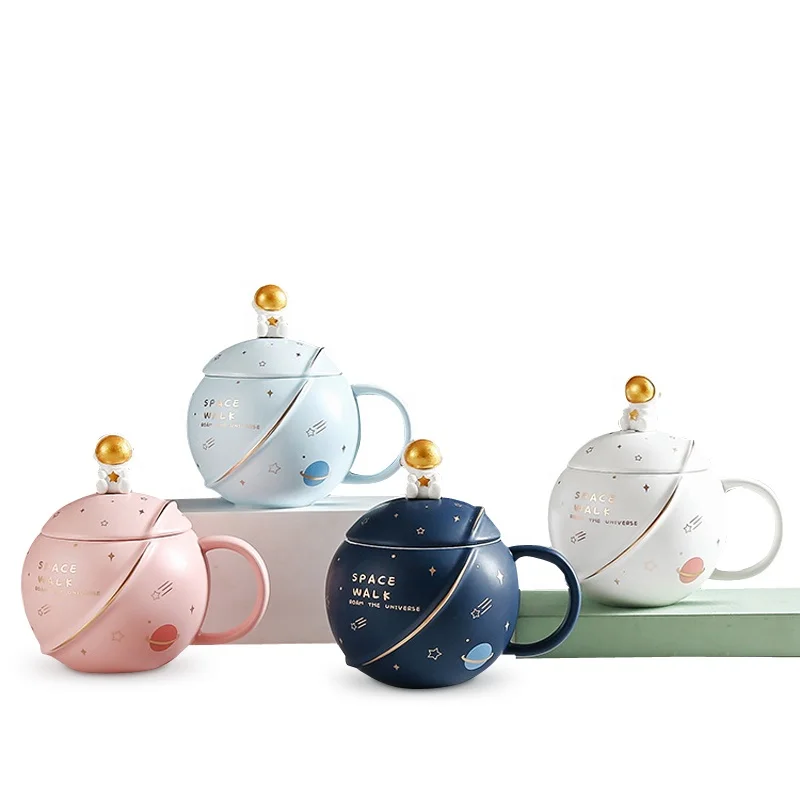 3D Round astronaut Planet Ceramic Mug Couple Drinking Cup Super Cute Cartoon Office Tea Cup Kawaii Mug Coffee Mug Cool Cup